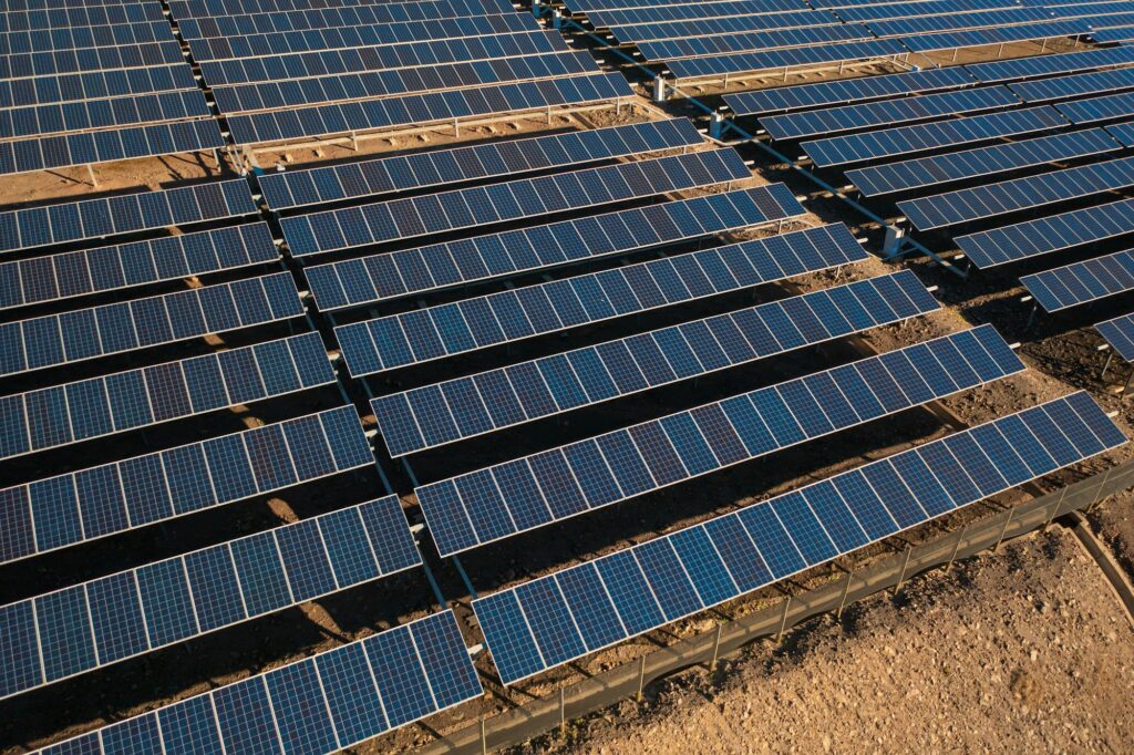 Photovoltaic panels at solar farm